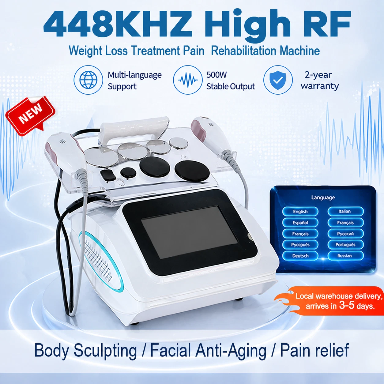 448kHz Maquina Terapia R-F Radiofrecuencia Profesional Estetica Fisioterapia. image 1