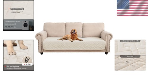 Soft & Durable Anti-Slip Dog Bed Cover - Cream 45x90 Inch Protection for Pets - Picture 2 of 9