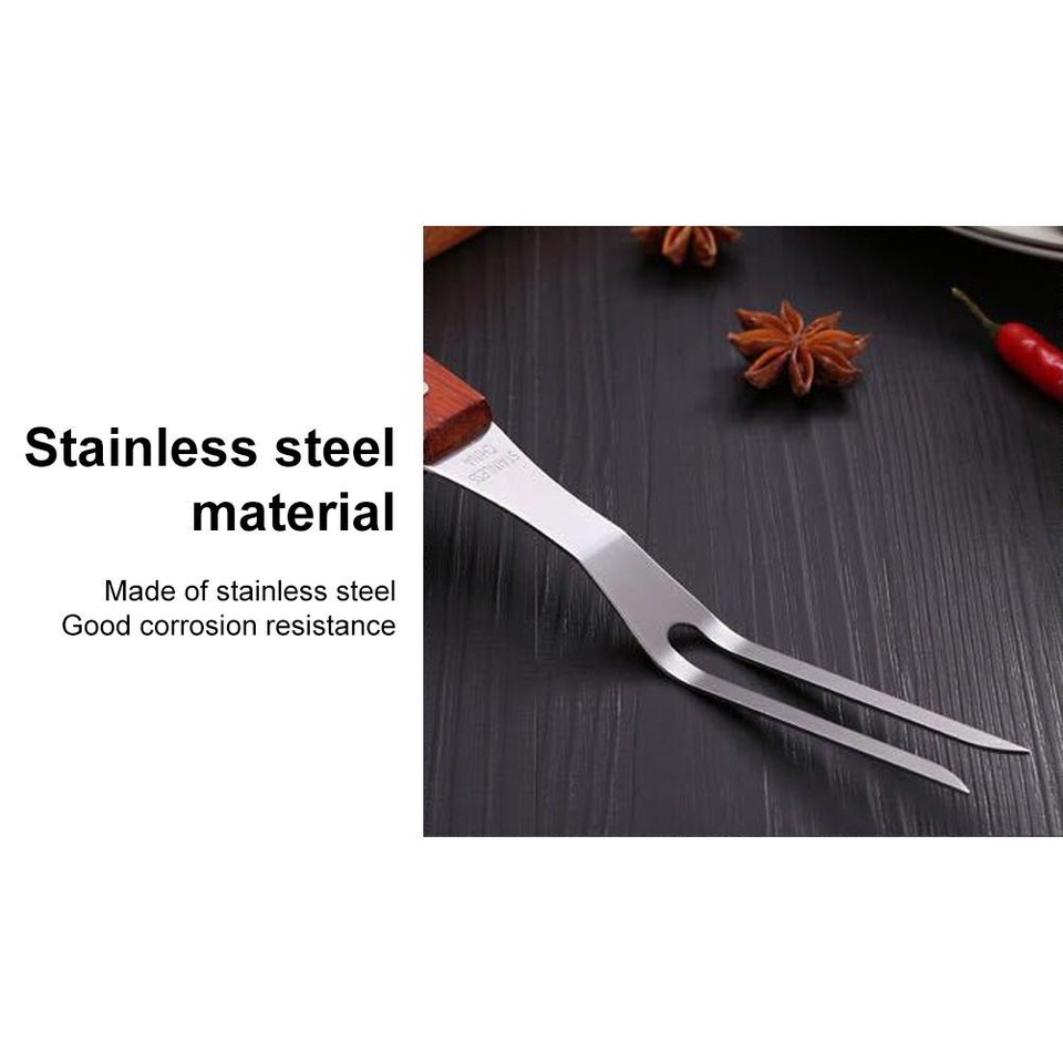 Fleischgabel Edelstahl Mit Holzgriff - 30cm Bratengabel - Für Grill & Küche