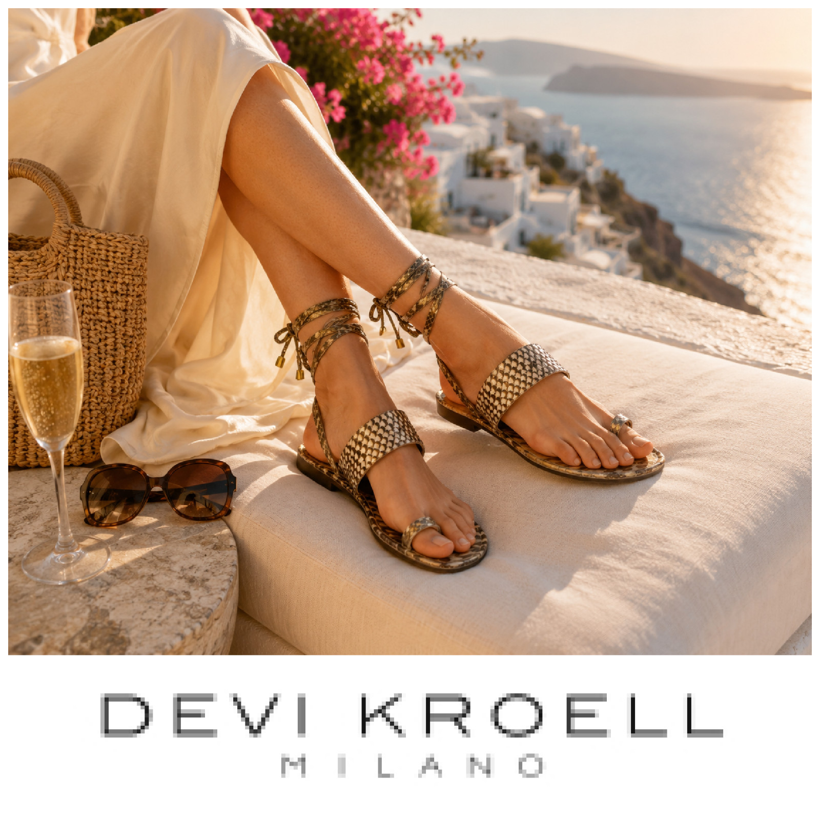 Sandalias Devi Kroell Pitón Piel de Serpiente Metálicas Envolventes al Tobillo Talla EU 37 Hechas en Italia