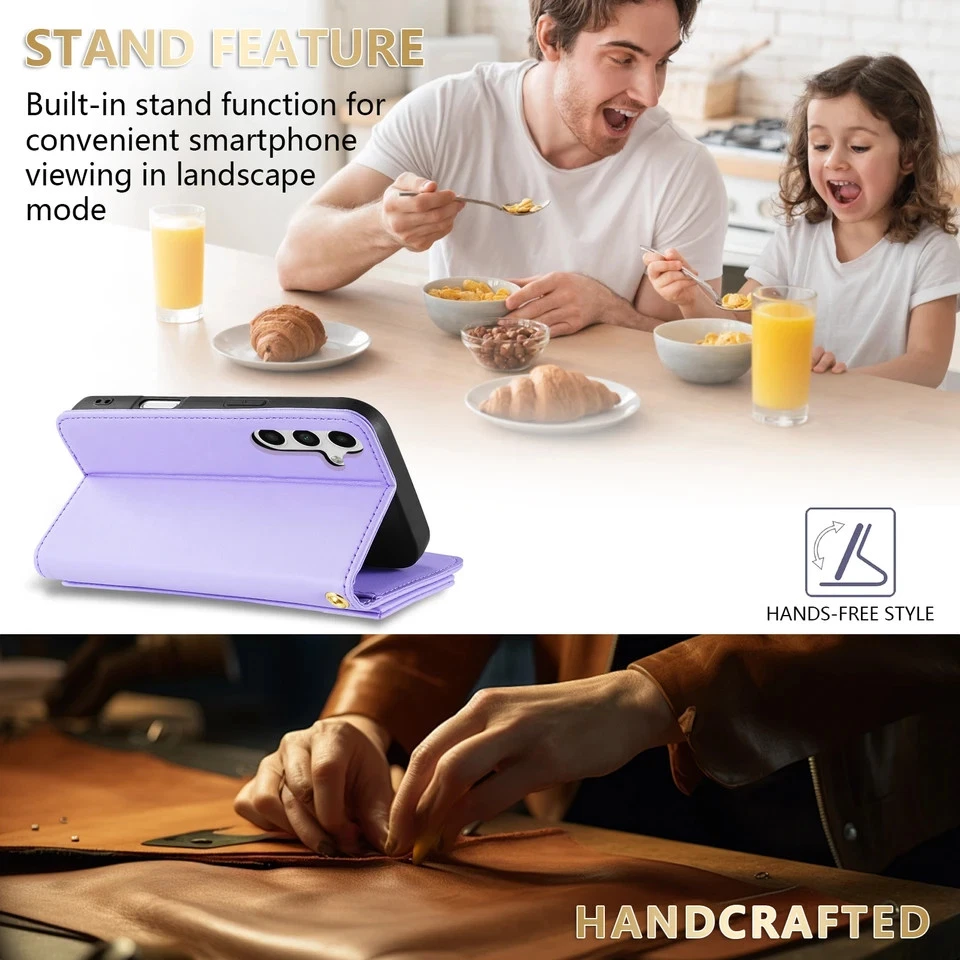 Zipper Wallet Leather Flip Phone Case Compatible with Samsung Galaxy A55 A54 A53 - Image 4 of 4