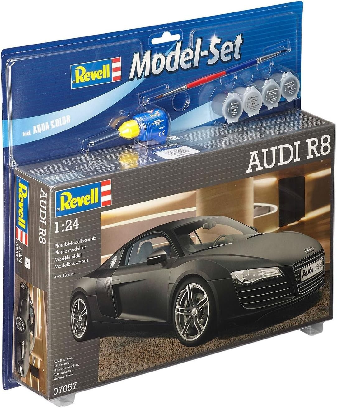 Revell Audi R8 Model Set 1:24 Scale Kit with Paints & Brush 67057 - Image 2