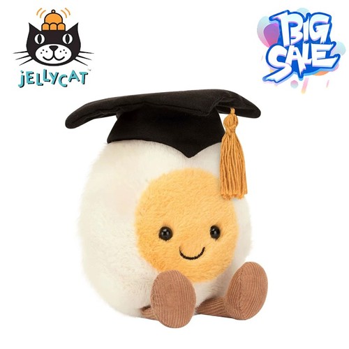 Poupée souple oeuf bouilli jolie graduation Jellycat 2026 neuve avec étiquette et sac à poussière VENDEUR BRITANNIQUE - Photo 1/9