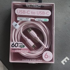 BYTECH USB-C to USB-C 6ft Pink Superfast Charge  Sync Cable