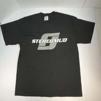 Vintage Stereomud Metal Band Tee Black Mens Size Large Grunge Y2K Logo Graphic