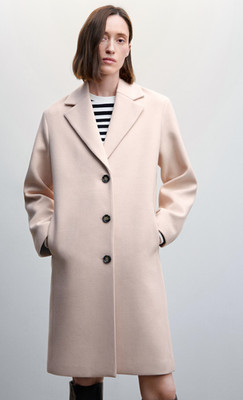 NWT MANGO MNG NUDE BUTTONED WOOL COAT SZ M
