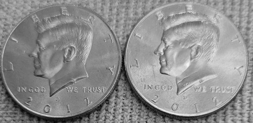 2 - 2012 Kennedy half dollar coins 1 P + 1 D