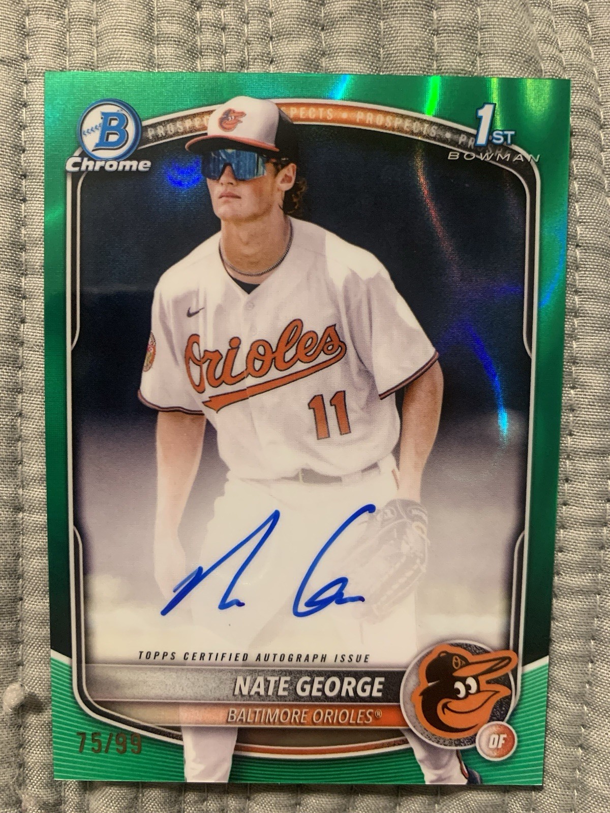 NATE GEORGE 2025 BOWMAN CHROME 1ST AUTOGRAPH GREEN LAVA AUTO /99