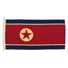 Small Vintage Wool North Korea Flag Asian Nautical Sewn Korean Textile Art