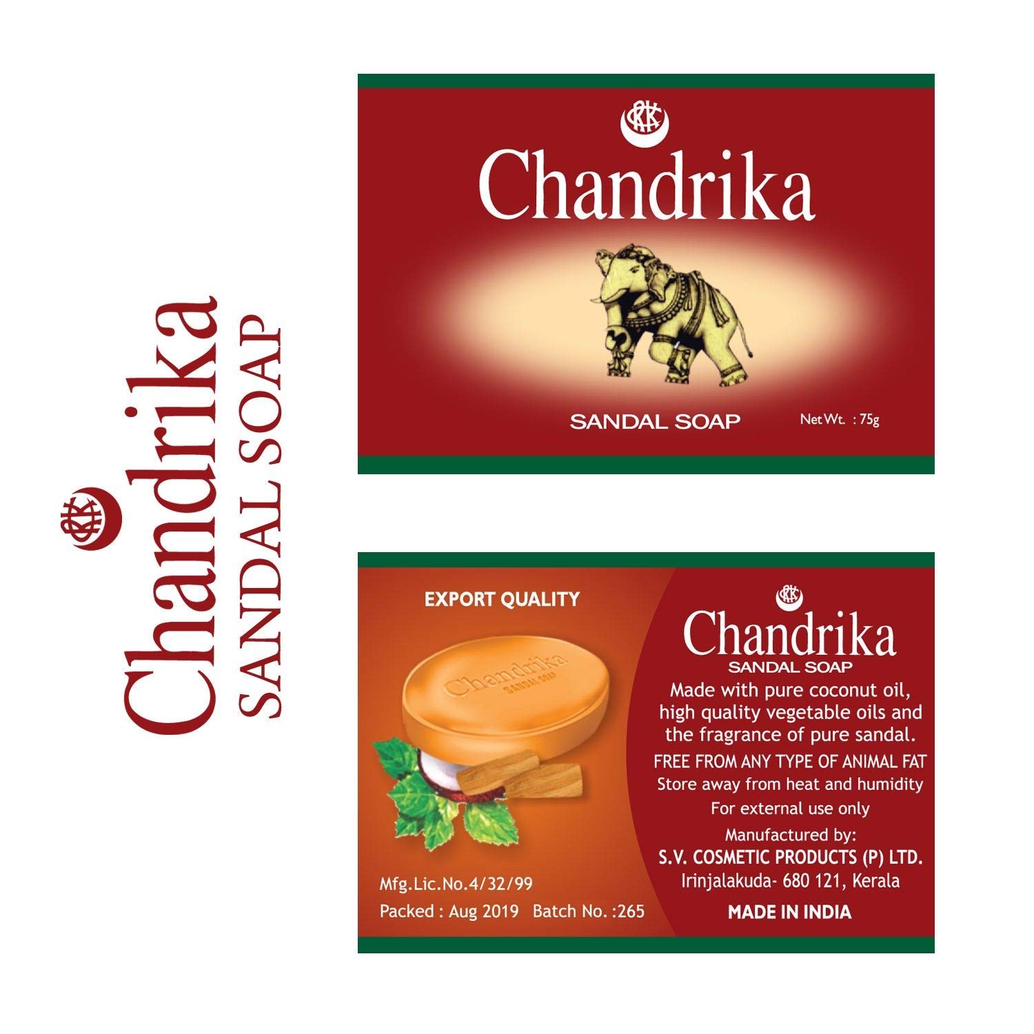 Chandrika Sandal Soap PACK OF 4 6.56 Ounce (Pack of 4) 