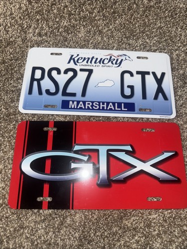 Kentucky Vanity License Plates “GTX”& Unbridled Spirit”RS27-GTX” Very Nice