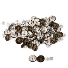 50 Pcs 17mm Jeans Button Tack Kit Star Pattern Matte Brass for Denim
