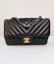 Chanel Black Classic Mini Chevron Quilted Lambskin Flap Bag