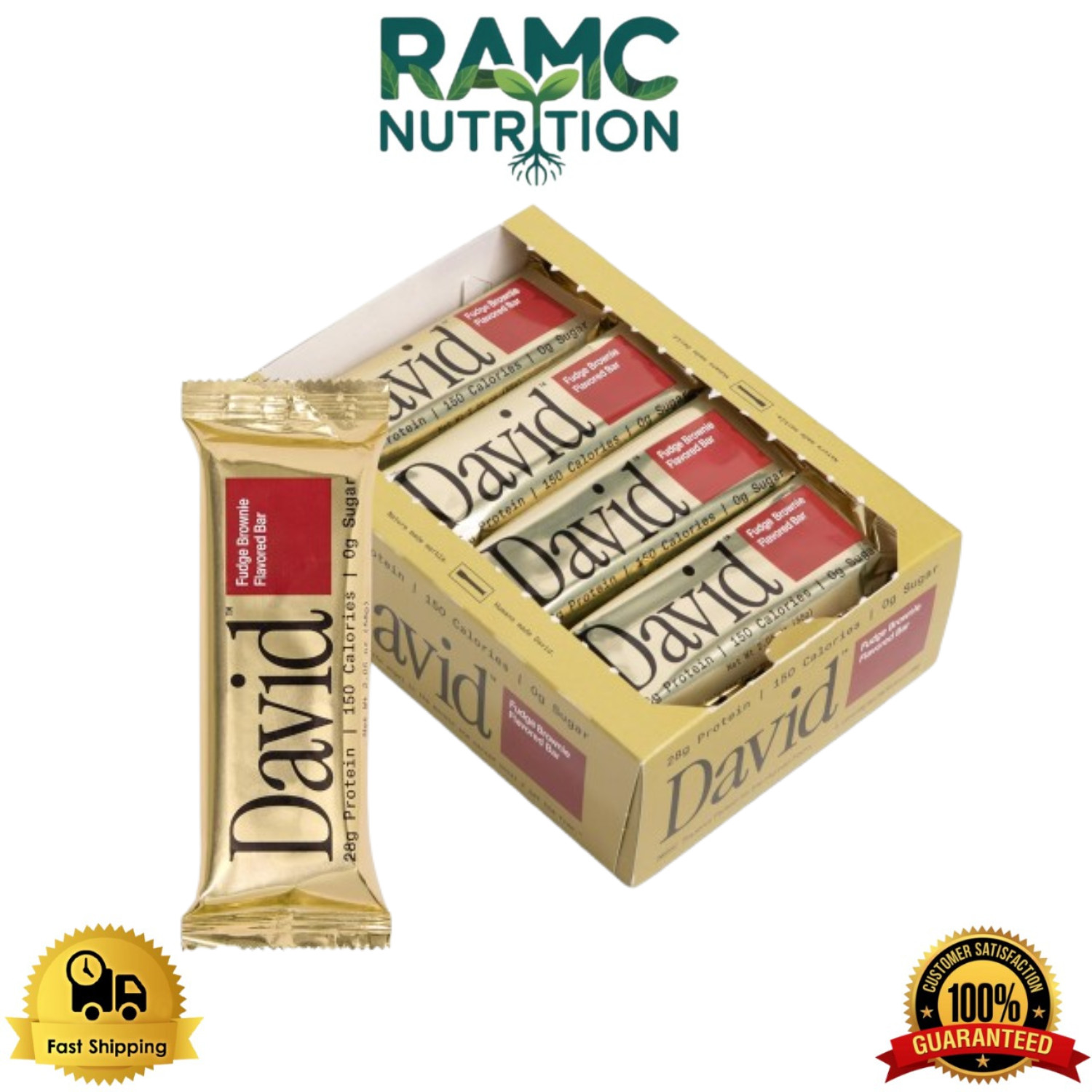 David High Protein Bars - Sugar Free Protein Bars - Fudge Brownie Flavor - 12 Ct