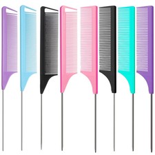 8pcs Rat Tail Combs Set,Long Steel Pin Teasing for 8.65 Inch, 9.05 Inch