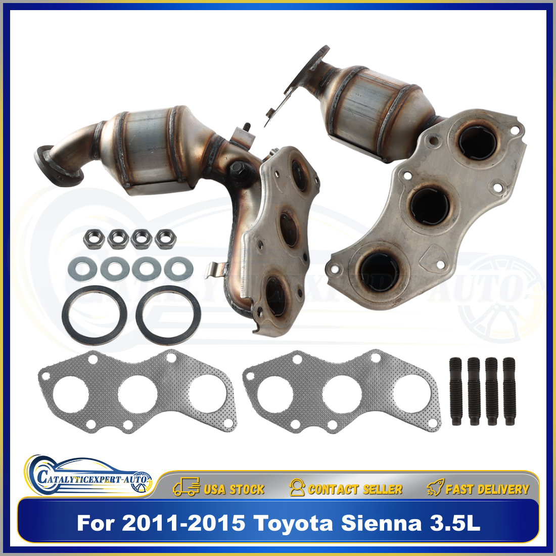 For 2011-2015 Toyota Sienna 3.5L Bank 1+2 Manifold Catalytic Converters