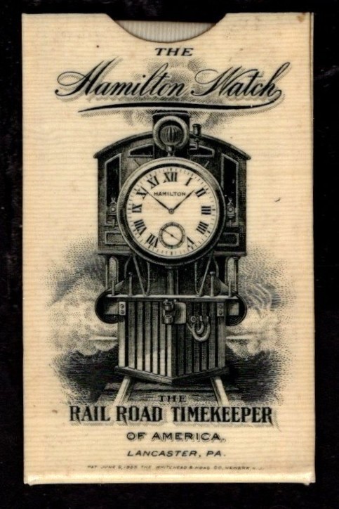 HAMILTON RAILROAD WATCH Celluloid Stamp Holder PAT. 1905 Whitehead & Hoag Newark