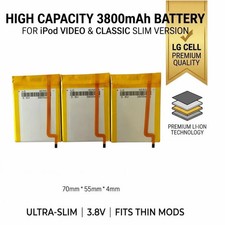 3800mAh Battery Upgrade replacement for iPod Classic 6 6.5 7 Video 5 5.5 Thin