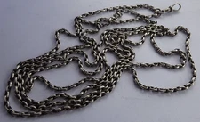Antique solid sterling silver  63.8" (162cm) muff guard chain ,circa 1900