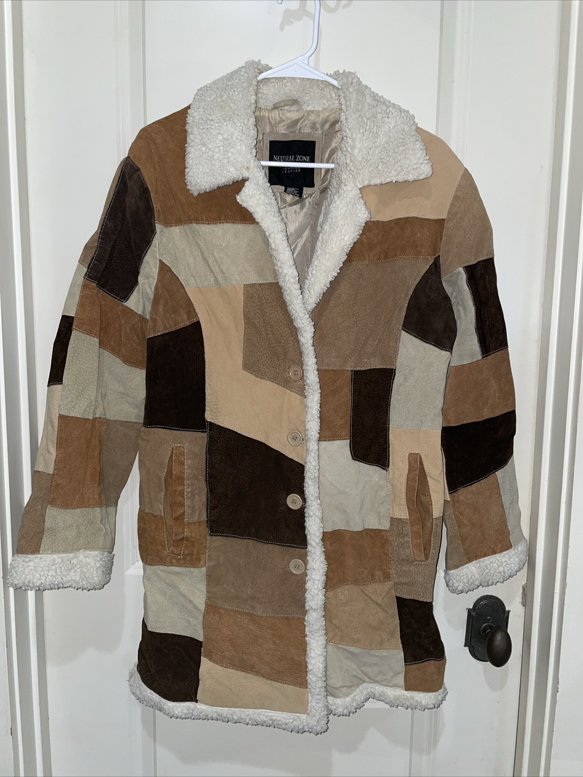 Vintage NEUTRAL ZONE Brown Patchwork LEATHER Sued… - image 1