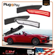 For Ford Mustang 2024-2025 Smoked Front White+Rear Red LED Side Marker Lights 4X