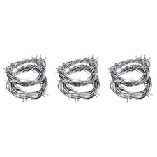Set of 3 Fake Barbed Wire Silver Haunted Props Barbedwire Halloween