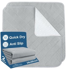 Bed Pads Washable Waterproof 2 Pack, 34 x 36 , Washable and Reusable Anti Sli...
