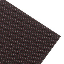 Kohlefaserplatte 3K 250x100x1mm mit roten Metalldr&auml;hten f&uuml;r 1 St&uuml;ck