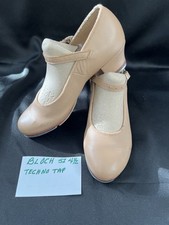 Bloch Techno Tap girls tan leather Mary Jane tap shoes Sz 4 1/2