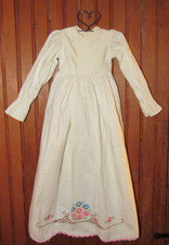 Antique Baby Dress Christening Gown Art Wall Embroidered Floral White