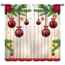 Merry Christmas Curtains, Merry Xmas Glitter Snowflake Window Treatments for ...