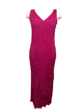 Eileen Fisher Crushed Silk V Neck Pleated F/L Dress Slvls Sangria 2XS NWT 328