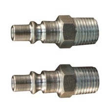 Milton S-777 A-Style Male Air Hose Coupler/Plug, 1/4 in, MNPT, Steel, 2 Pack