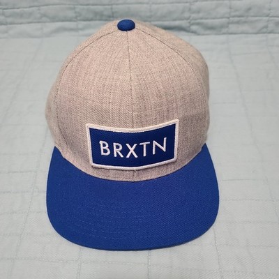 Brixton Hat Cap Snap Back Gray Blue Two Tone Streetwear Patch Baseball Mens