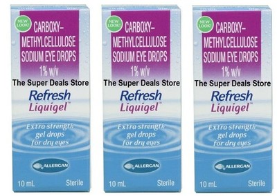 3 x REFRESH LIQUIGEL Gleitmittel Augengel insgesamt 30 ml USA UK AU je 10 ml