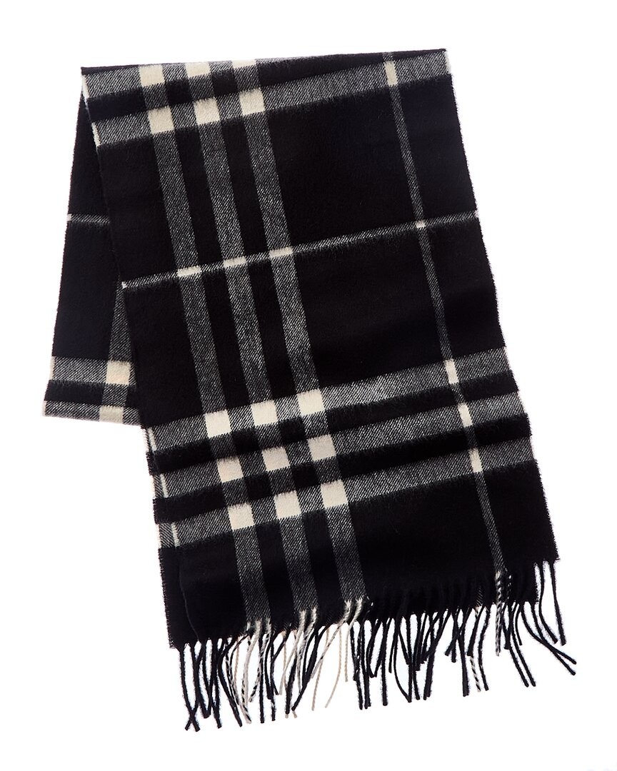 Burberry Check Cashmere Scarf Women's Black thumbnail 2