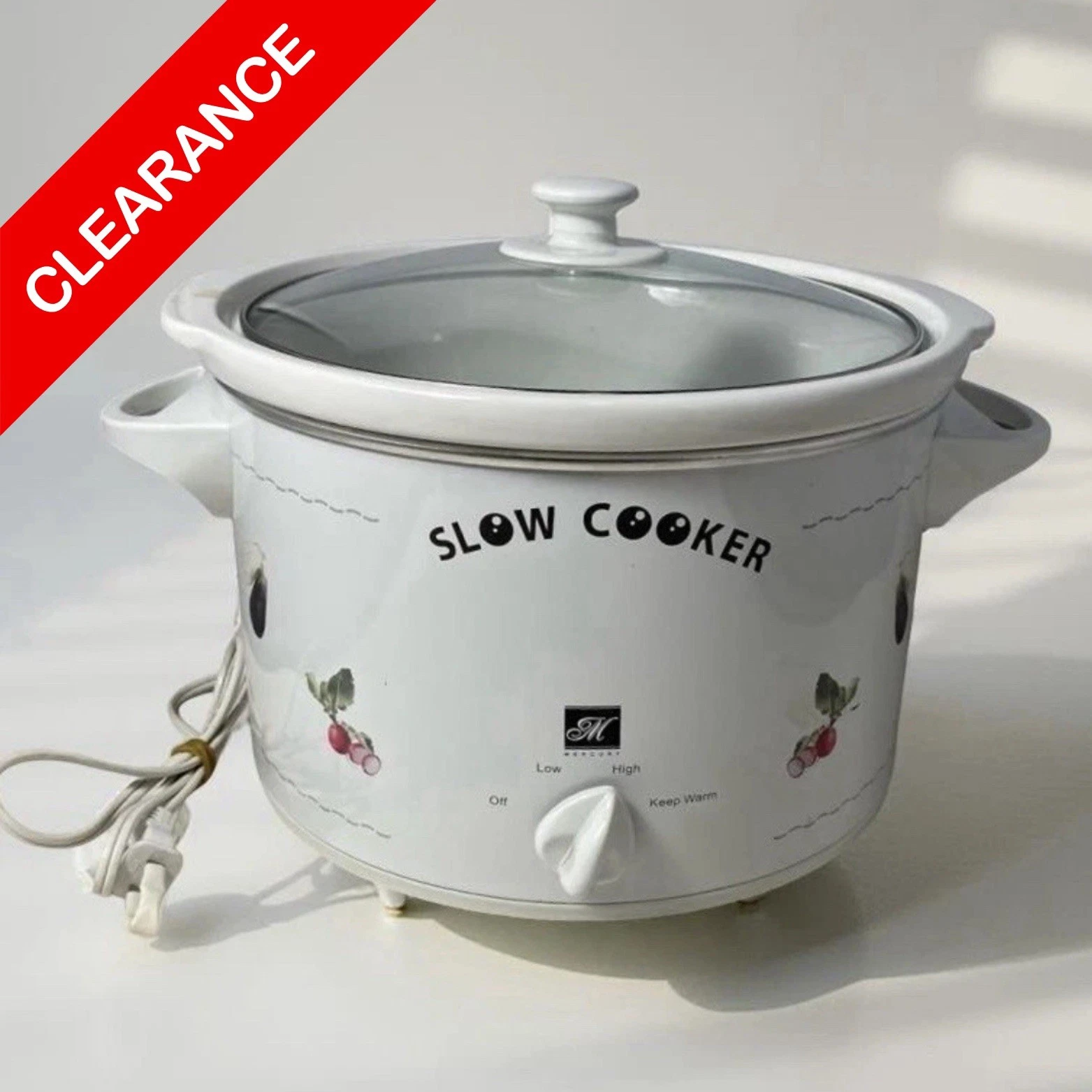 NEW Mercury 5 Qt Slow Cooker Crock Pot Removable Stoneware Glass Lid Vintage