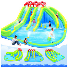 7 in1 Inflatable Water Park Three Slide with Blower Outdoor Inflatable Bouncers