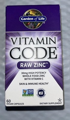 Garden of Life Vitamin Code Raw Zinc 60 Veggie Caps Gluten-Free