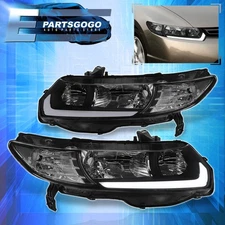 For 06-11 Honda Civic FG1 Coupe 2DR JDM Black LED DRL Headlights Lamps Set LH+RH