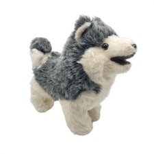 Vintage 1977 Dakin Pillow Pets Husky Dog Wolf Plush Realistic 13" Stuffed Animal