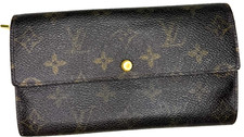 Louis Vuitton Women Monogram Canvas Flap Brown Sarah Wallet Made In Spain