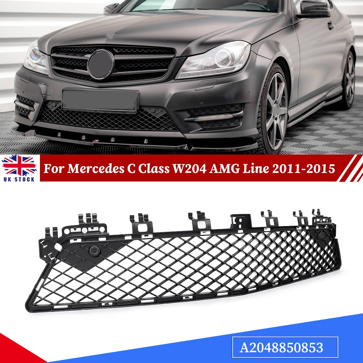 Front Bumper Lower Grille For Mercedes-Benz C-Class W204 2012-2015 A2048850853