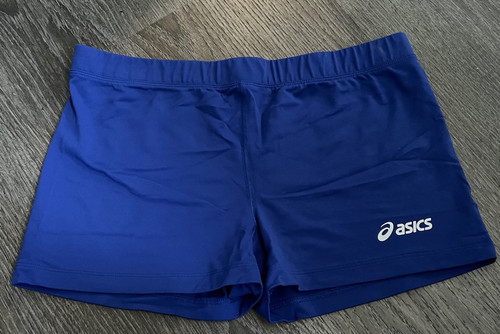 Asics Women's Volleyball Shorts Size Large Blue Running Athletic Spandex - Picture 1 of 3