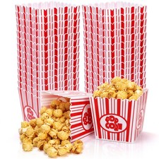 30 Pack Plastic Open-Top Popcorn Boxes Reusable Popcorn Containers Bucket Tub...
