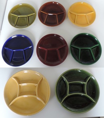 8 Stk. Fondueteller 20/23cm Teller Raclette Keramik 60er 70er + 12 Fondue Gabeln