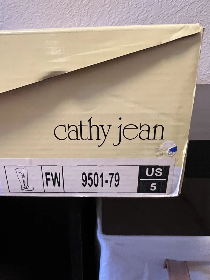 Botas de montar altas Cathy Jean de colección marrón imitación cuero usadas talla 5 caja original Foto 4 de 4