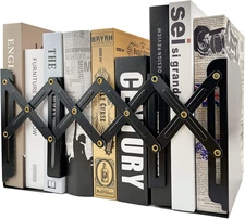 Adjustable Metal Bookends Non Skid Book Holder Organizer for Desk and Shelves