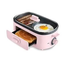  3-in-1 Station, Healthy Ceramic 11" Breakfast Maker Pink Breakfast Maker