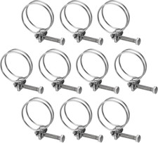 10Pcs Double Wire Hose Clamp, 36-40mm Adjustable Stainless Steel Wire Hose Clips